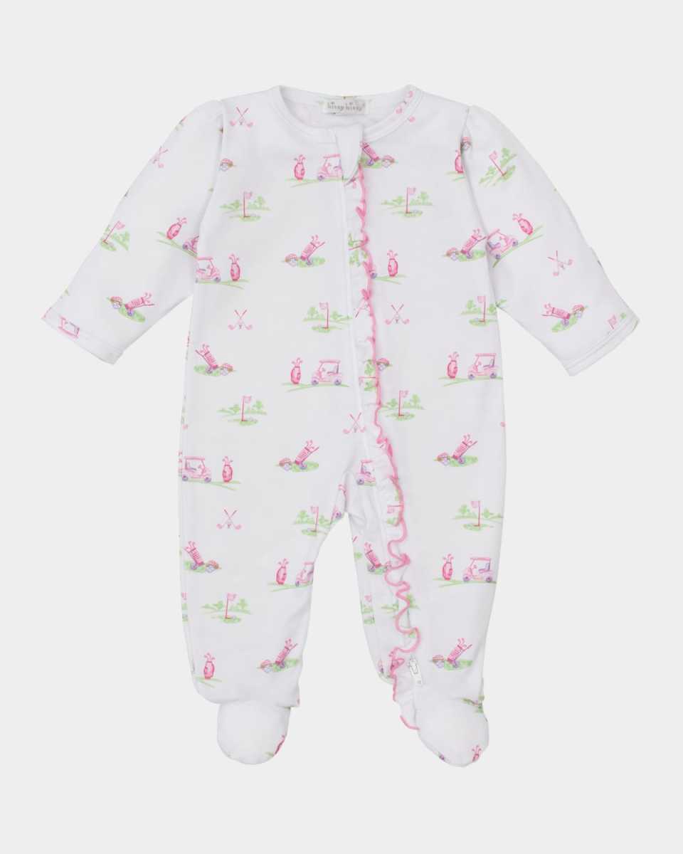 Girl's Fairway Foursome Zip Footie, Size Newborn-9M